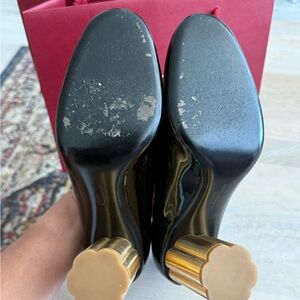 Ferragamo patent leather with gold Heel